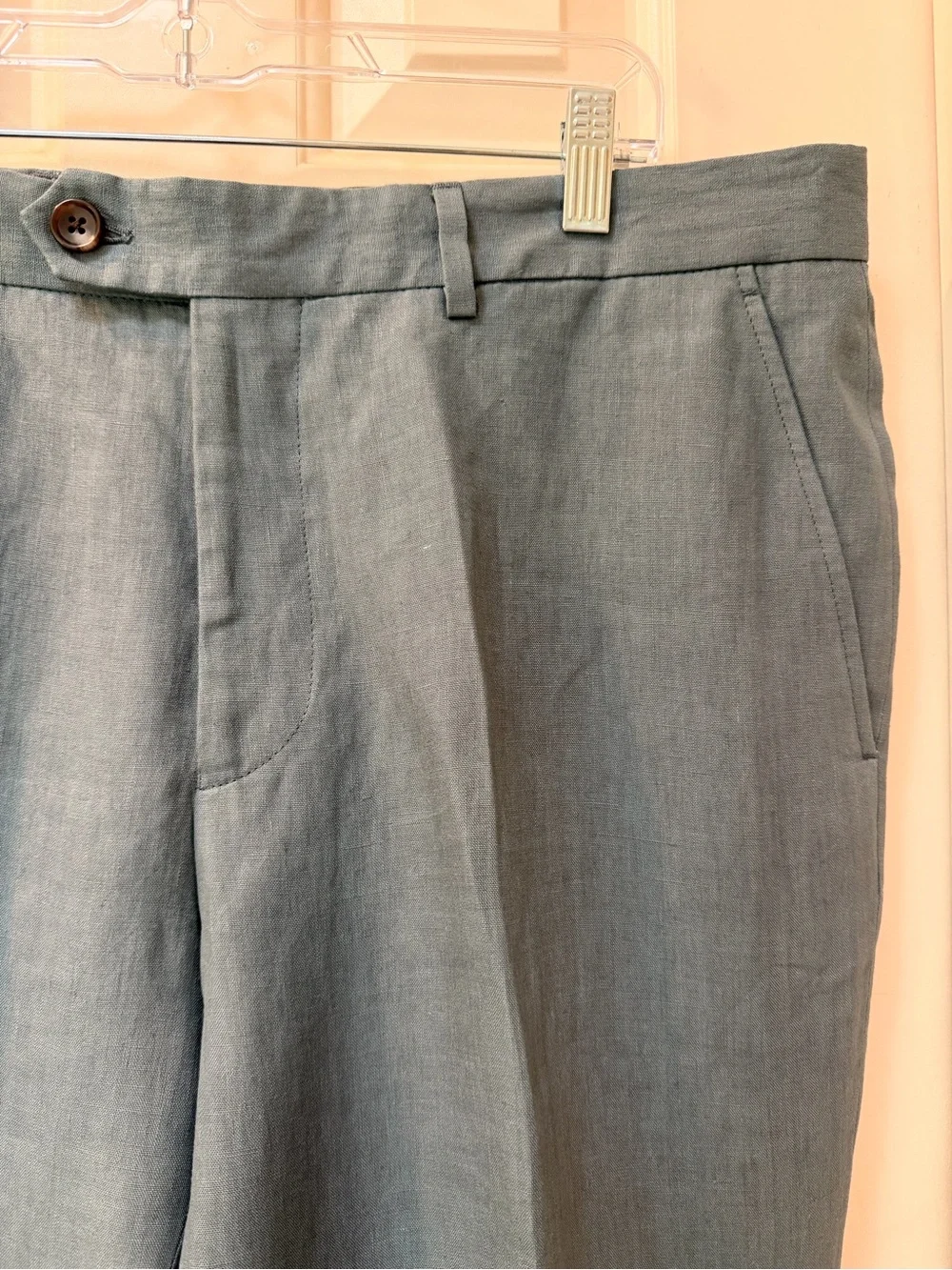 Todd Synder New York Men’s 100% Linen Slacks, Gray, Flat Front, NWT, Sz 36 x 34